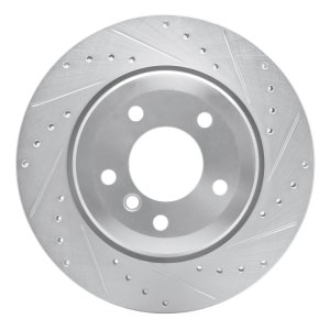 BMW 528I Brake Rotor (1) - Rear Right - R1 Concepts - Drilled & Slotted - Silver - `04-`10